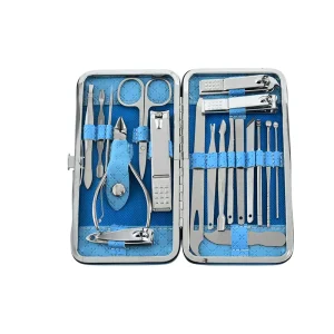 Nail Clipper Manicure Set 19 PCS Pedicure Care Kit Label High Quality Stainless Steel Stripe Cuticle Nail Cutter Trimming Tools