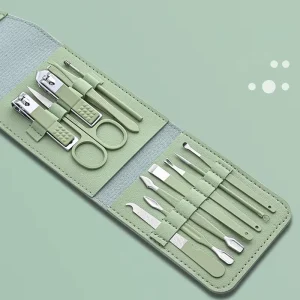 Nail Clipper Set 12 Pieces Finger Nail Clippers Diagonal Design Carbon Steel Wide Jaw Opening Portable Multi-functional Nail