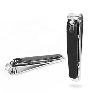 Nail Cutter Carbon Steel Black Small Portable Finger Nail Clipper With File