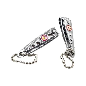 Nail Cutter for Nail Salons Custom Logo Fingernail Trimmer Carbon Steel Durable Toe Nail Clipper with Bead Chain