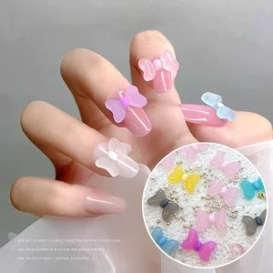 Nail Decoration Supplies Mixed Light Color Changing Kawaii Butterfly Flower Nail Art Accessories