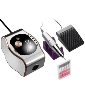Nail Drill Machine 35000RPM Portable Electric Nail File with 6 Nail Drill Bits for Salon