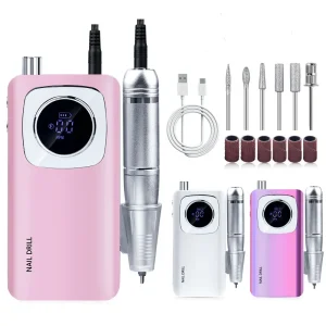 Nail Drill Machine 45000RPM Rechargeable Nail Gel Polisher Manicure Machine Electric Professional Nail Drill Machine Portable