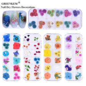 Nail Dry Flowers Decorations Supplies Handmade Cute for Women Girl DIY Nail Designs 3D Natural Dry Flower Nail Art