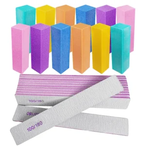 Nail Files Buffers (6 Pack) 4 Sides 100 120 180 Grit Emery EVA Sponge Buffing Set for Acrylic Natural Nails Professional