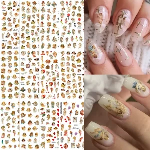 Nail Finger Decorations Self Adhesive 3D Flowers Angel Baby Waterproof Nail Art Stickers