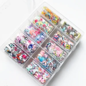 Nail Foil Starry Plastic Spring Summer Flowers Butterfly Transfer Decals 2D French Nail Art Foil Kit