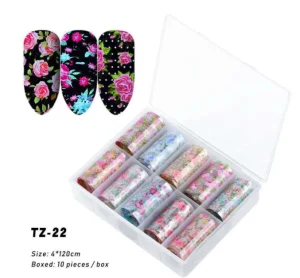 Nail Foil Transfer Floral Series Pink Blue Foils Paper Decal Sticker