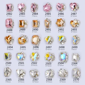 Nail Gems Art Decoration Glass Crystals Nail Stones Pink Champagne Heart Shape Shiny 3D