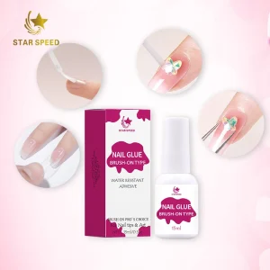Nail Glue 15ml Strong and Long Lasting Liquid Plate Adhesive with Brush Quick Drying Nail Glue for Nail Art