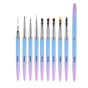 Nail Liner Brush Metal Handle Manicure Tools Nail Art Brushes Private Label Original Design Nail Brush Set