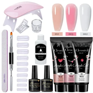 Nail Manicure Tools 12pcs/Set 15ml Nail Extension Gel Kit Set With Mini UV Lamp and Top Base Coat