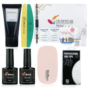 Nail Painting 6 Colors with Tools One Set Nail Extension Pink White Poly Gel Kit UV Gel