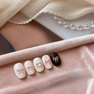 Nail Pink Button Bow Stickers Cute Nail Decoration Stickers Phone Cases Handbooks iPad Camera Accessories