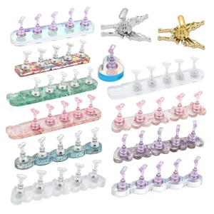 Nail Practice False Nails Colorful Aurora Transparent Clay Nail Tips Beginners Practice Base Tools Nail Tip Holder