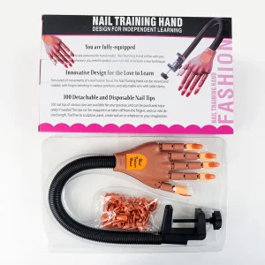 Nail Practice Flexible Mechanical Hand with Nail Tips Prosthetic Hand Model for Manicure Nail Decoration Resin Metal Material