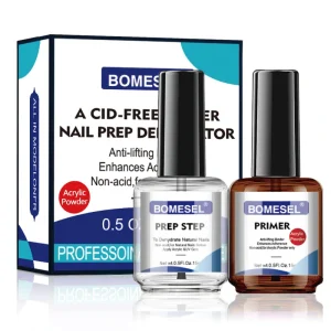 Nail Prep Dehydrator & Acid Free Primer Set Quick Air Dry Anti Lifting Nail Bonder for Acrylic Powder Gel Polish Private Label