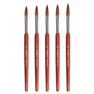 Nail Print Pen Red Wooden Handle Nail Art Tool UV Gel Brush Painting Drawing Polish Nail Brush