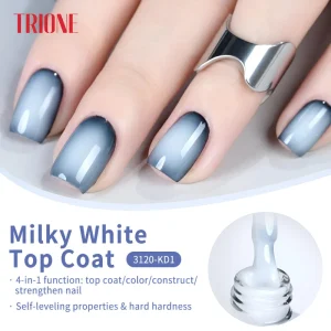 Nail Salon No Wipe Milky White Top Coat Gel Creamy White Led UV LED Nail Gel Polish 15ml Long Lasting Topgel for Nail Art Salon