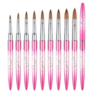 Nail Salon Quality Pink Metal Handle Pure Kolinsky Acrylic Nail Brush Set Private Label Acrylic Kolinsky Natural Hair