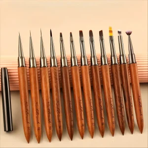Nail Salon Quality Pure Nail Brush Wooden Handle Private Label Nails Brush Acrylic With Different Size