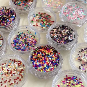 Nail Sequins Nail Polish 8 Colors Mini Heart Star Round Candy Color Nail Art Decoration