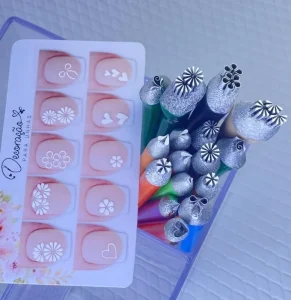 Nail Stamp Art Pen Template Flower Tool Set Quick Drying DIY Nail Art Stamper Pen Set for Nail Salon