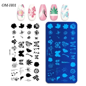 Nail Stamping Plate Set with Silicone Stamper and Scraper Butterfly Leaf Lace Design Metal Crafts