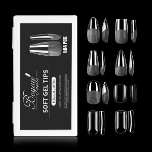 Nail Supplier High Quality Gel X Extension 500pcs Nail Tips Full Cover clear Soft Gel Nail Tips