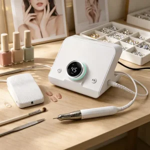 Nail Supplier Professional Brushless Nail Drill Machine 45000RPM High Torque Desktop E File with Foot Pedal for Salon Manicure
