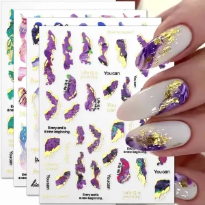 Nail Supplies 3D Marble Nail Stickers Self-Adhesive Bronzing Marble Color Nail Art Stickers