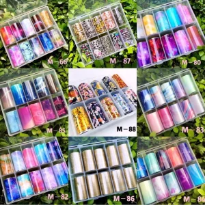 Nail Supplies 50 Sets Lot Nail Transfer Foils 3D Manicure Decoration Holographic Laser Glitter Foils Nail Sticker