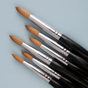 Nail Supplies Acrylic Brushing Nails Gel Wooden Handle Manicure Tool Polish Carving Pen Custom Private Label Kolinsky Nail Brush