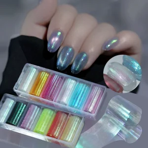 Nail Supplies Colorful Silk Screen Nail Art Foil Decals Self Adhesive Mesh Fish Scale Nail Stickers