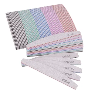 Nail Supplies Double sided Long Strip Polishing Nail Buffer Manicure Scrub Half moon Polishing File