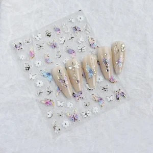 Nail Supplies Gold Edged Animal Butterfly Nail Decals Patch Relief Heart-shaped Nail Stickers