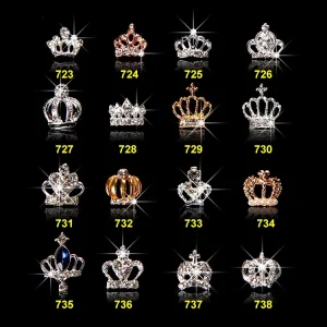 Nail Supplies Metal Pearl Crown Hollowed Diamond Tie Decoration Charms Rhinestones Crown Nail Arts