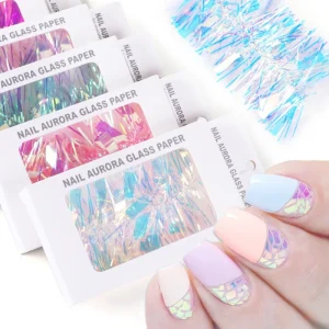Nail Supplies Plastic Film Foil Decals 3D Laser Strip Nail Art Broken Glass Holographic Non Toxic DIY Glitter Sticker Manicure