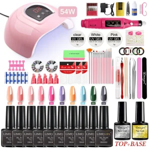 Nail Supplies Tools With Gel Polish UV LED Lamp Drill Machine Manicure Art Tools Professional Nail Accessories Nail Art Kits Set