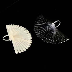 Nail Supplies Transparent Fan Shaped Nail Art Practice Tips Round Edge 24Pcs Nail Color Display Stick