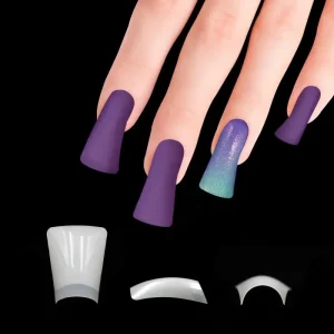 Nail Tips 500pcs Bag 10 Size C Curve Full Cover Duck Tips Clear Natural Design ABS