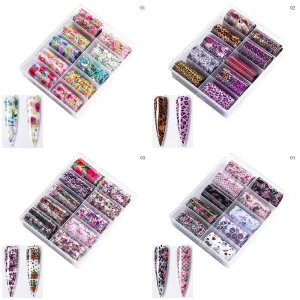 Nail Transfer Foils Paper Roll Set Nail Art Foil Polish Sticker Nail Transfer Foils