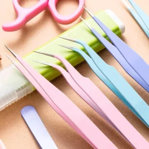 Nail and Eyelash Tweezers Gudetama Stickers Clamp Stainless Steel Clip for Scrapbook Anti-static False Eyelash Plier
