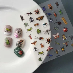 Natural Butterfly and Ladybug Nail Decoration Stickers Biological Insect Nail Art Decals