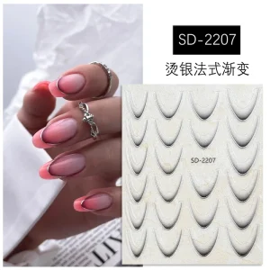 Neon Colorful French Line Tips Nail Sticker Gradient Stripe Lines Sliders Self-Adhesive Nail Art Decals