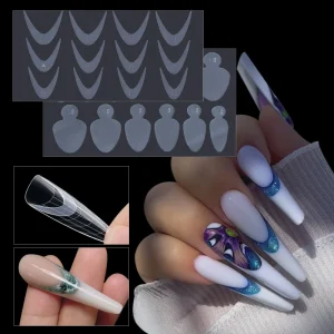 New 12 Designs French Dual Form Nail Tip Pads Crystal Silicone Mould Stickers for Matte Free Nail Art Extension Glue