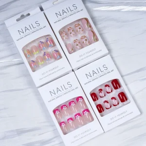 New 24pcs ABS French Style Fake False Nails Set Short Press on Nails Artificial Fingernails for Nail Art Salon