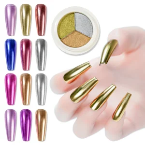 New 3 Colors Nail Glitter Mirror Magic Solid Powders Dust Holo Nail Art Chrome Pigment Mix Titanium Decoration Nail Supplies