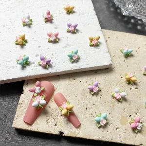 New 3D Cute Mango Flower Decorative False Nails Mini Sweet Press on Nail Decorations Accessories Resin Material Art