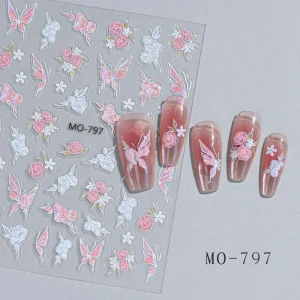 New 5D Butterfly Flower Pattern Nail Art Sticker Fashion DIY Reliefs Self Adhesive Nail Decals Decorations